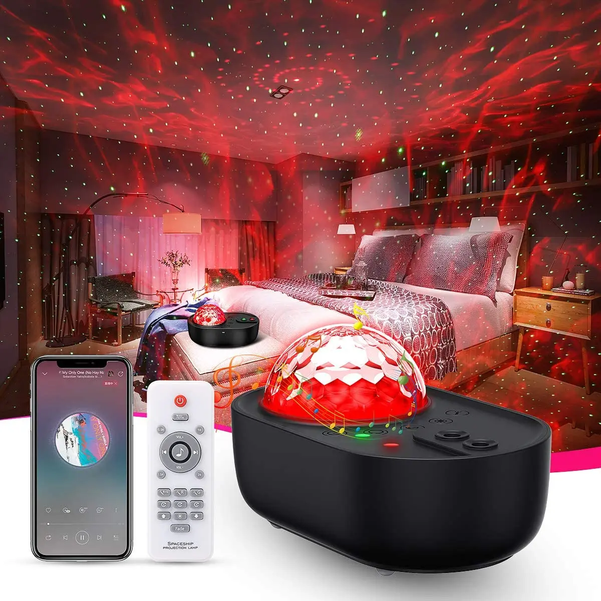 Звездное небо галактика проектор ночник время 4 в 1 с пультом дистанционного