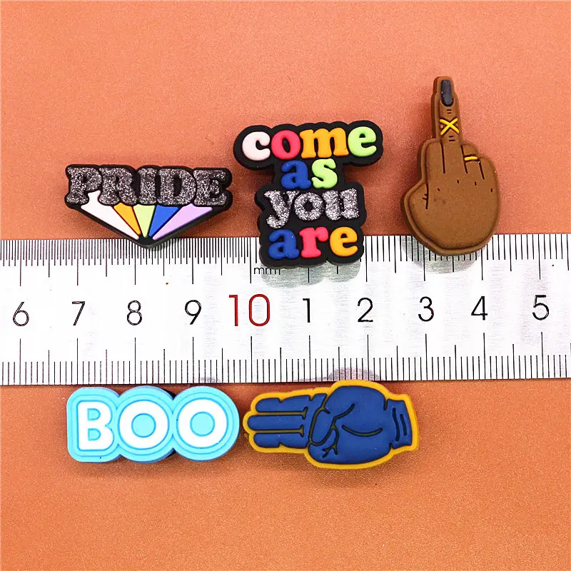 Freeshipping 1pcs Shoe Charms Pride Swear Middle Finger Gesture Boo Shoe Accessories Decoration fit Croc Jibz Party Kids Gifts
