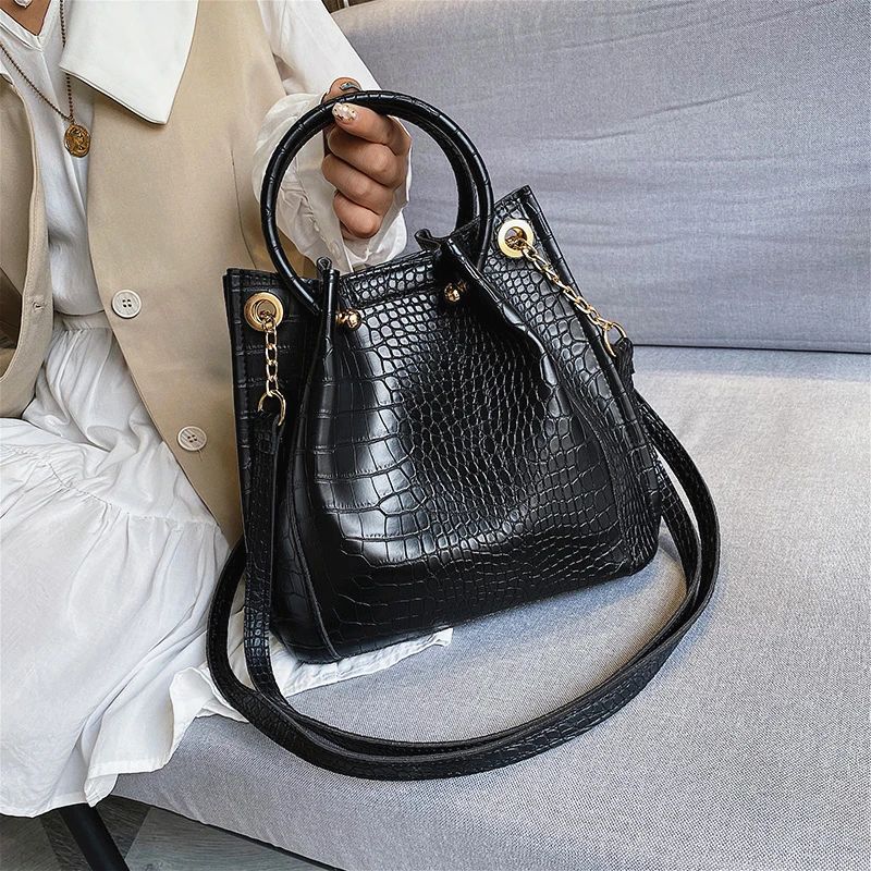 Повседневные сумки-тоуты из кожи крокодила вместительная сумка на плечо для