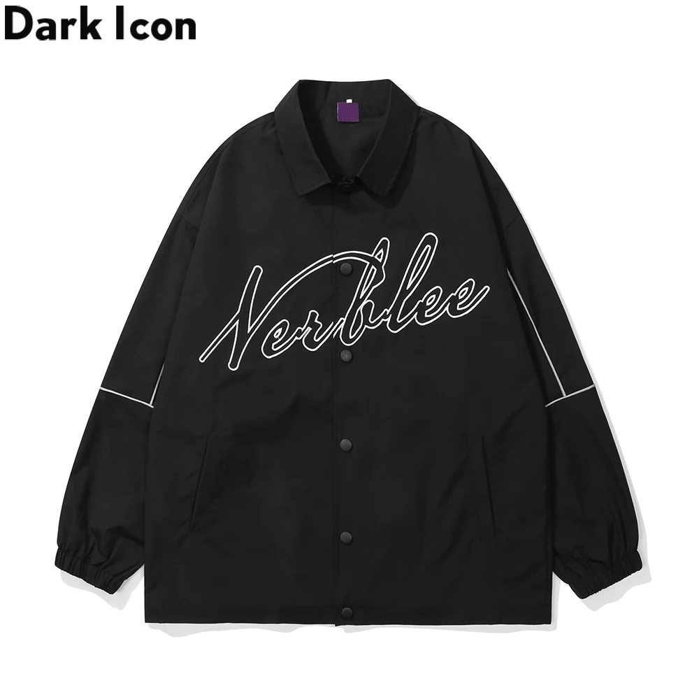 

Мужская тонкая куртка с принтом Dark Icon, мужская куртка большого размера в Корейском стиле, черная, белая