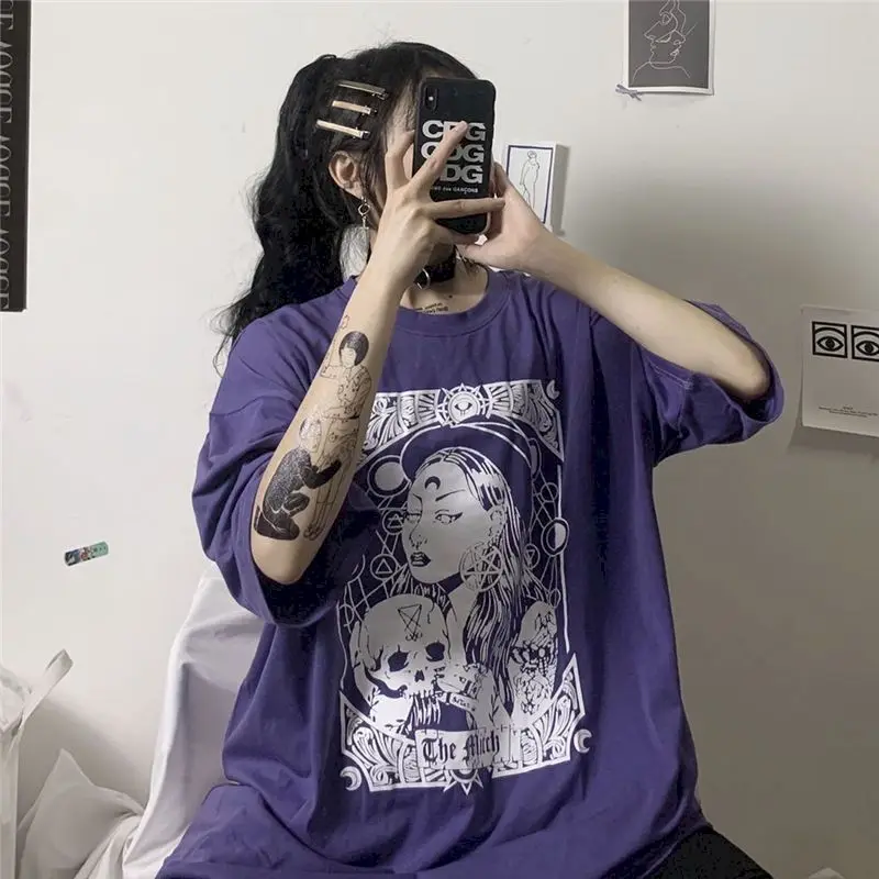 

Harajuku Tshirts Cartoon Printed Women Korean Short Sleeve T Shirts Summer Tops O-neck T-shirts Couple Clothes Preppy Tees