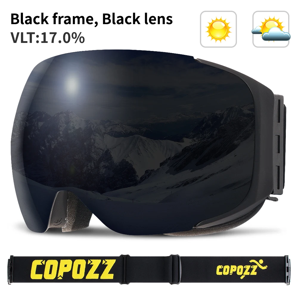 All Black COPOZZ брендовые лыжные очки сменные магнитные линзы UV400 Анти-туман Лыжная маска для катания на лыжах мужские и женские очки для сноуборда GOG-2181 - Цвет: All Black