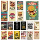 Эмалированные знаки, винтажная металлическая тарелка для барбекю в саду, гамбургеров, блюд, настольное украшение для кухни