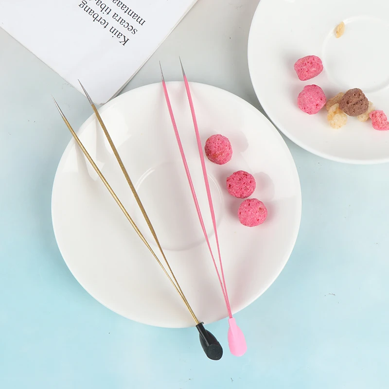 

1Pc 7 Colors For Choose 2 Heads Straight Nail Tweezers With Silicone Pressing Head Metal Nails Tools