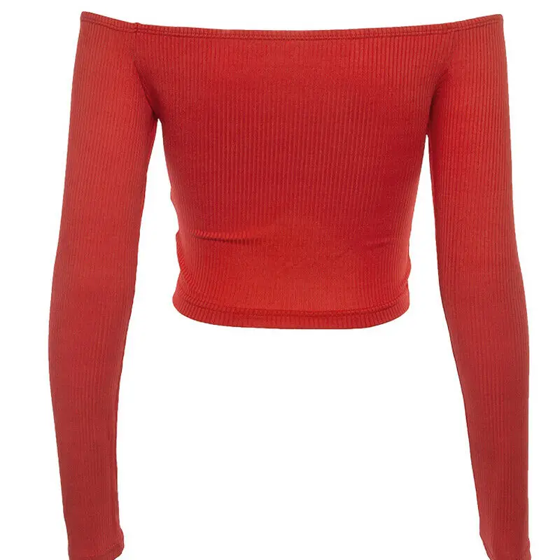 

Fashion Women's Ladies Summer Sexy V-neck off-shoulder slim Long Sleeve Shirt Loose Casual Blouse Tops Short T-Shirt