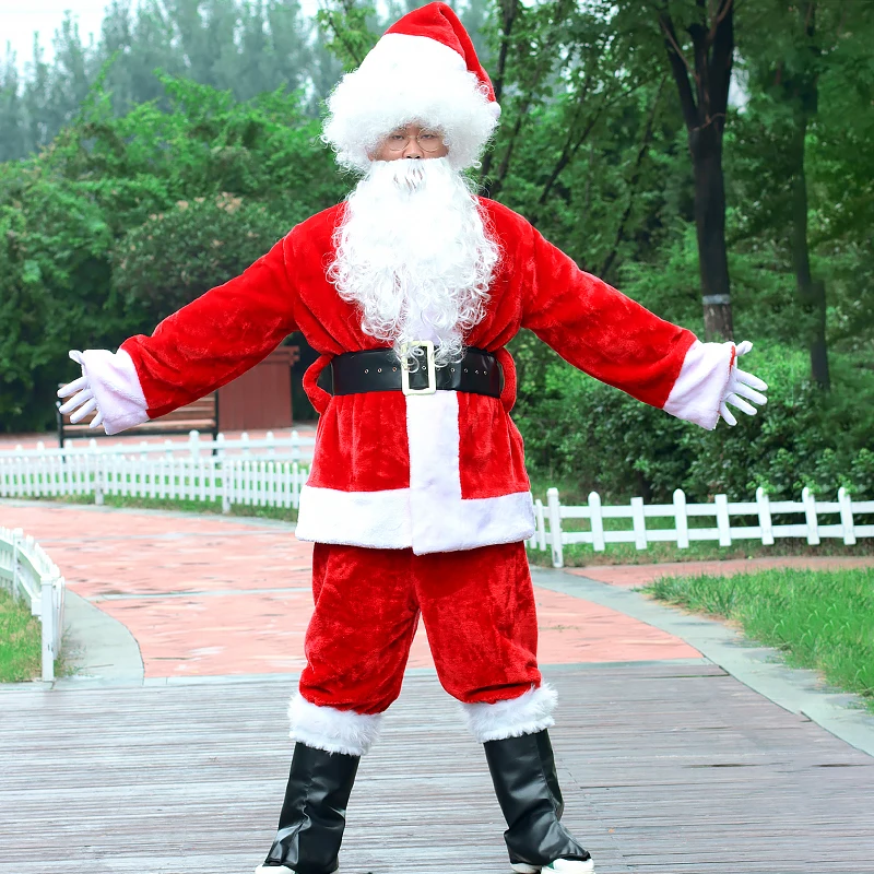 

adult costume bluey Men's santa claus costume Crystal Velvet Santa Claus Hat Fancy Dress In Christmas Men Adults Costume Suits