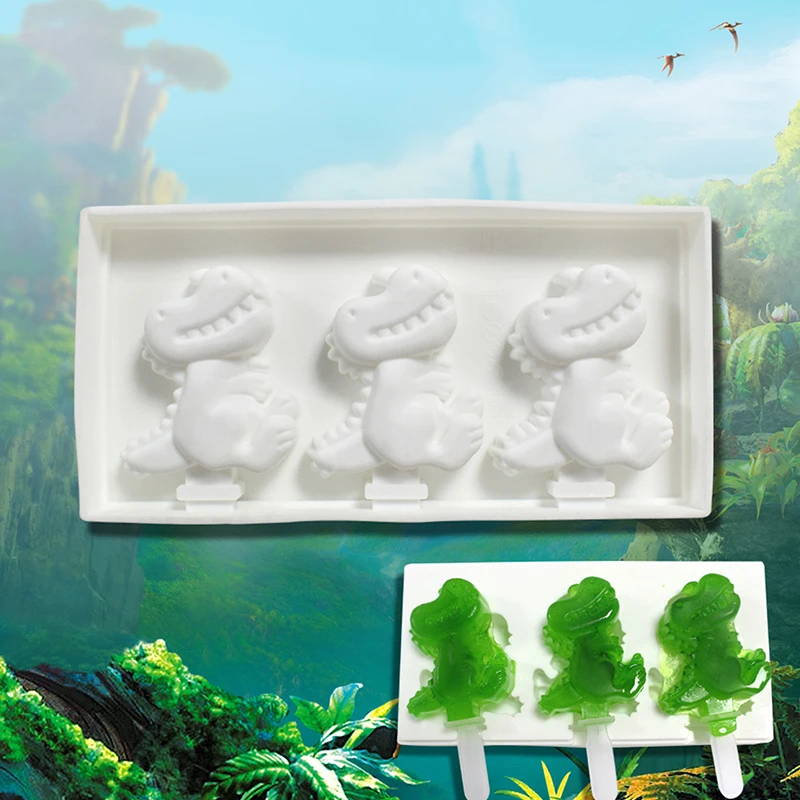 

3/4 Bear/Dinosaur/Oval Ice Cream Silicone Mold Chocolate Popsicle Cake Mould Dinosaur Bear Ice-cream Stick Silicone Mould