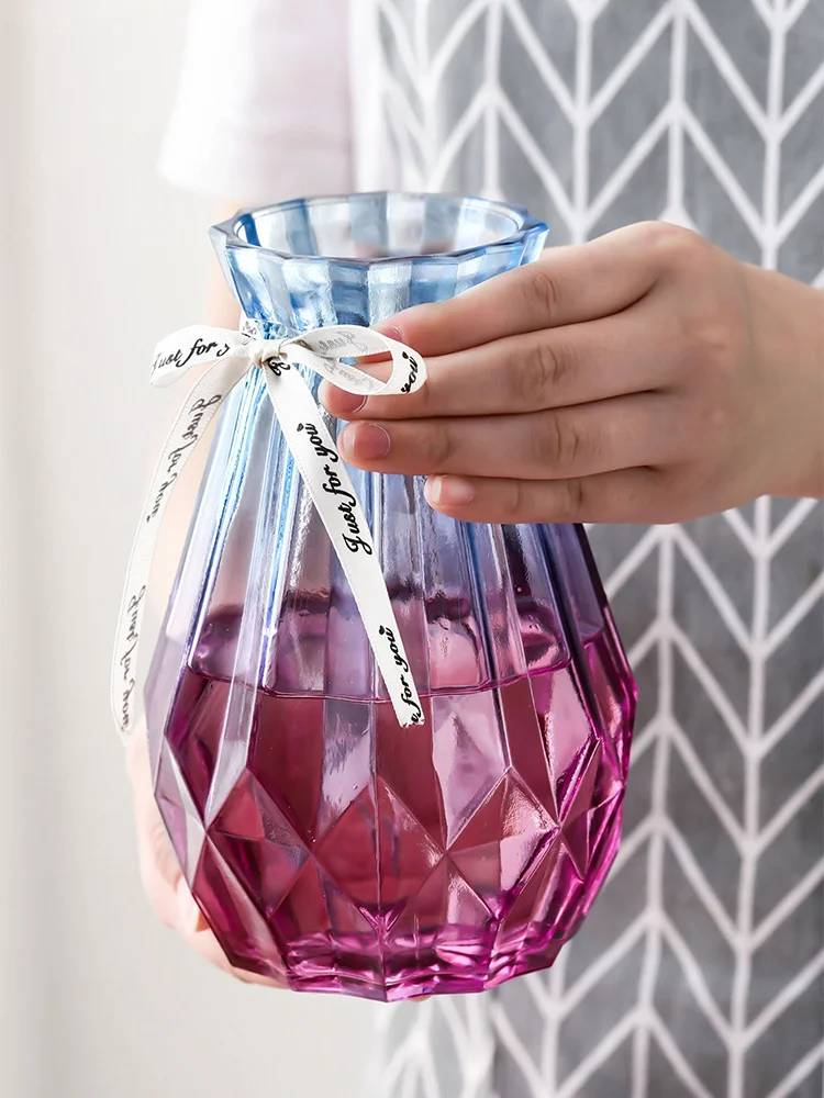 Цветная прозрачная стеклянная ваза для сухоцветов водная культура бутылка