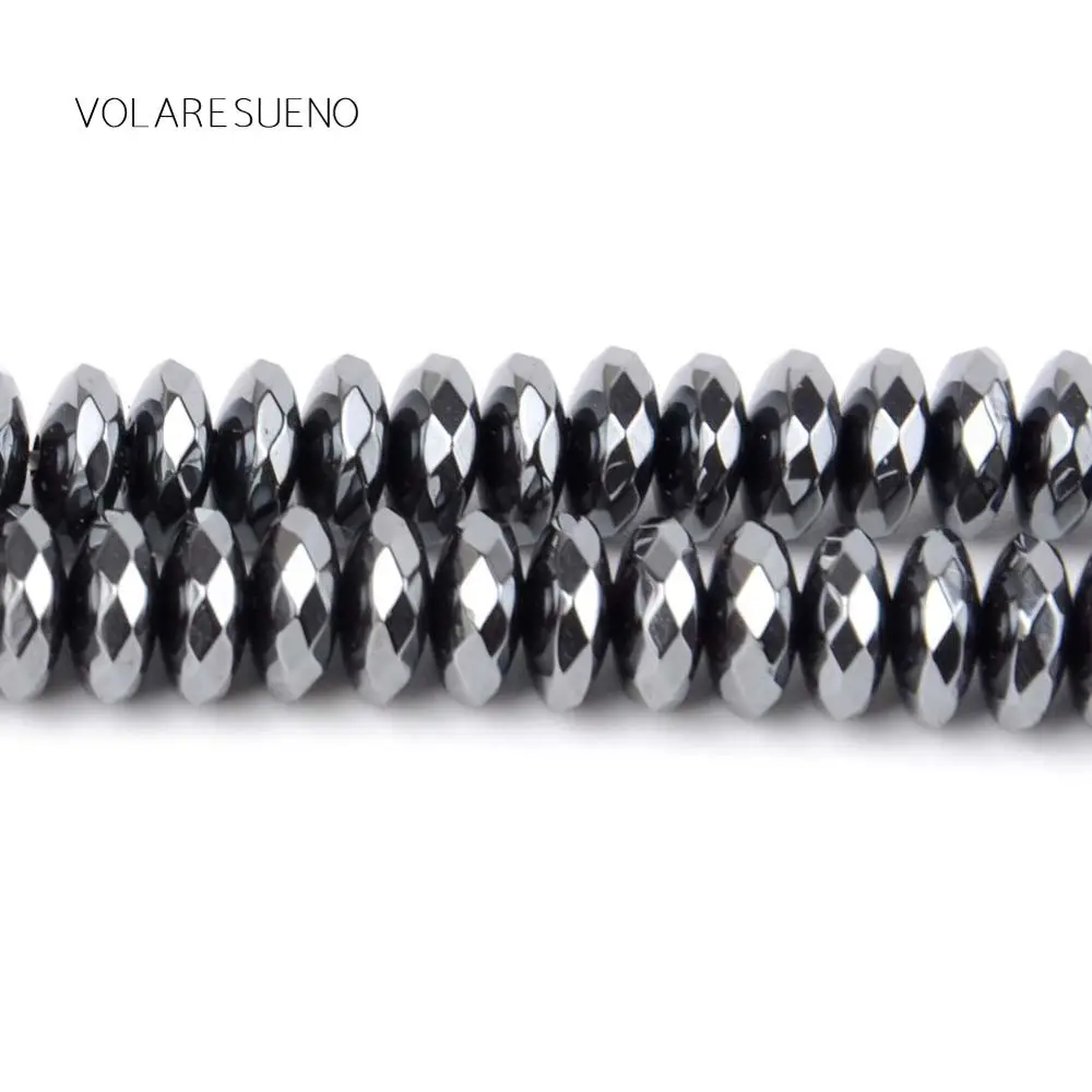 

Faceted Rondelle Hematite Stone Natural Loose Beads 15” Strand 8x3mm Spacer Beads For Necklace Bracelet Accessory Jewelry Making