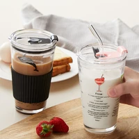 450ml travel glass mug coffee cups sippy cups childrens fashion water cup maiden lovely household glass cup with scale