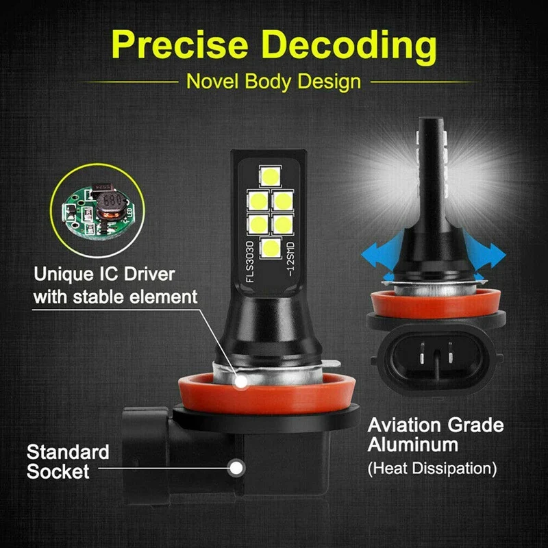 New2X HB4 9006 светодиодный противотуманный светильник передовая лампа 3030 SMD дневная