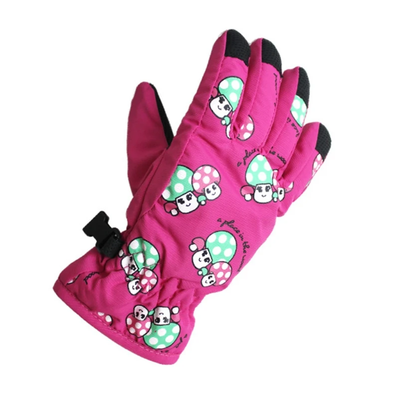 

Toddler Kids Winter Warm Snow Ski Gloves Cartoon Mushroom Print Thermal Plush Lined Sports Cycling Children Mittens