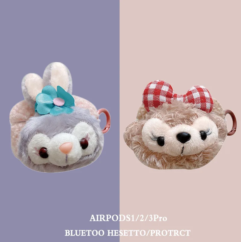 

Многофункциональные плюшевые игрушки Daffy Bear StellaLou, зимние пушистые защитные чехлы с 3D мультяшными героями Диснея для наушников Airpods 1 2 pro, чех...