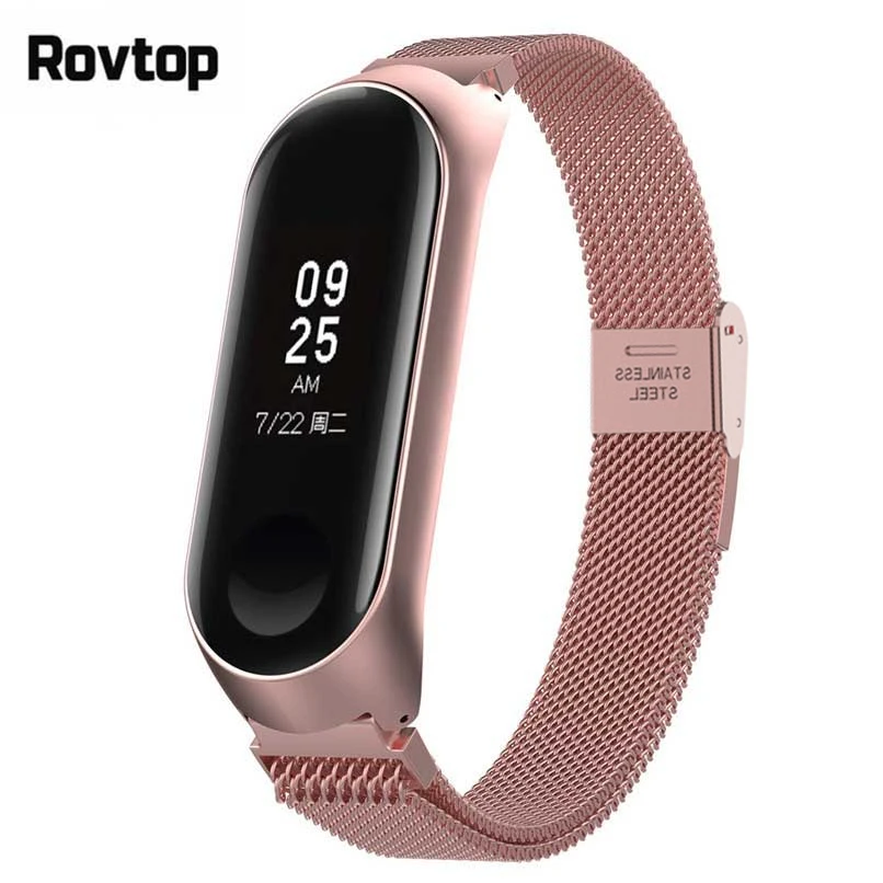 Металлический ремешок Rovtop для Xiaomi Mi Band 3 браслет из нержавеющей стали