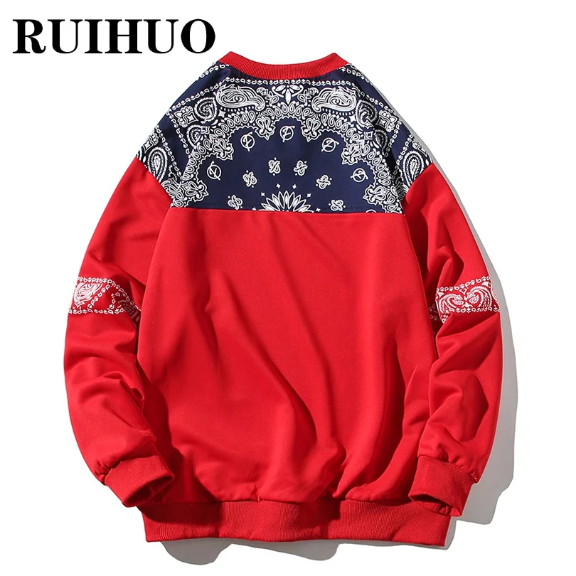 

RUIHUO Print Casual Pullover Sweatshirts Men Clothing Korean Fashion Streetwear Men Sweetshirts M-5XL 2021 Autumn New Arrivals