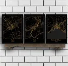 Плакат с картой Испании, Малага, Мурсия, овидо, Пальма-Мальорка, Саламанка, сансансантандер, Севилья, Таррагона, Толедо, Вальядолид, сарагоза