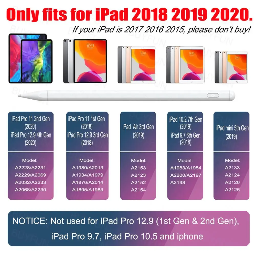2020 iPad Pro 12 9 Стилус для снятия ладони стилус сенсорный карандаш не Apple Pencil 1 2 2018