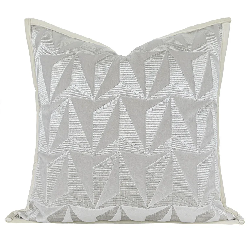 

Ivory Gray 3D Geometric Jacquard Cushion Cover Decorative Pillow Case Artistic Modern Simple Luxury Sofa Chair Coussin