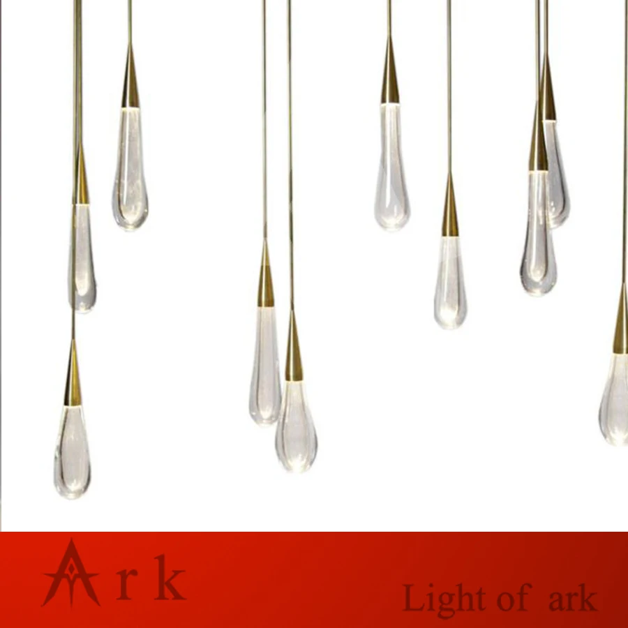 Креативный Золотой каплевидный кристалл светодиодный подвесной светильник