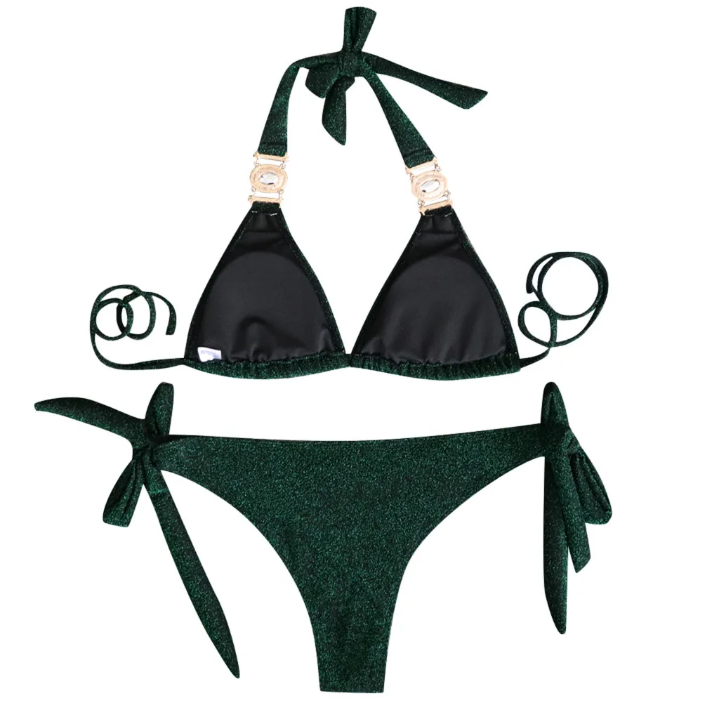 

Women Diamond Decoration Bikini Set Push Up Swimsuit Beachwear Padded Swimwear swimming Bandage Sexy Summer Bathing Suit Female