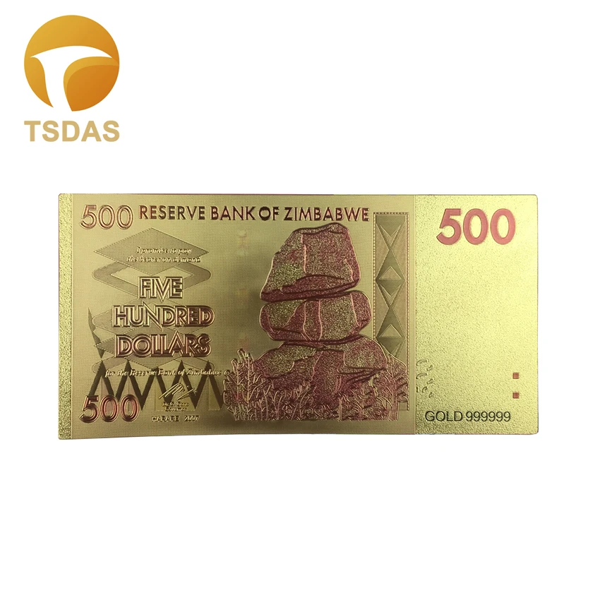 Зимбабве Поддельные Банкноты Позолоченные банкноты 500 долларов золотые для