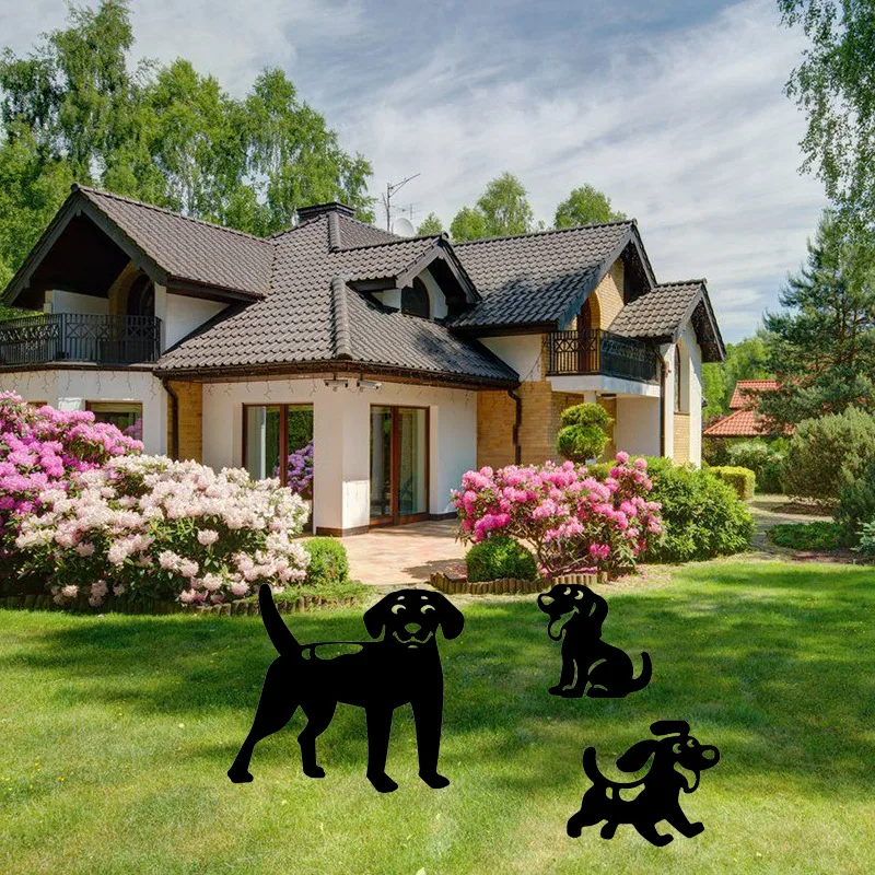 

Силуэт животного, акриловая садовая стойка, черный щенок, собака в форме двора, украшение, газон, уличный домашний декор YA88