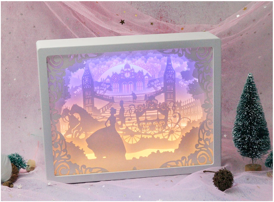 Lanpulux бумажный резной Ночной светильник DIY ручной работы 3D Бумажная скульптура лампа креативный Декор для спальни подарок на Рождество, Хэллоуин