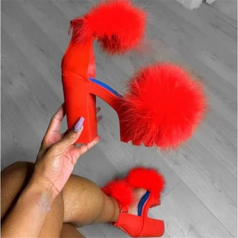 

Women's sandals high heels women's 2020 summer new button women's shoes thick heels women's shoes