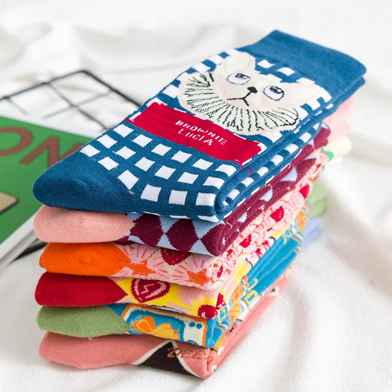 

Sock for Women Winter INS Tide Lolita Socks Cotton Japanese Cat Colorful Cartoon Kawaii Cute Crew Ankle Sox Mid Calf Sock