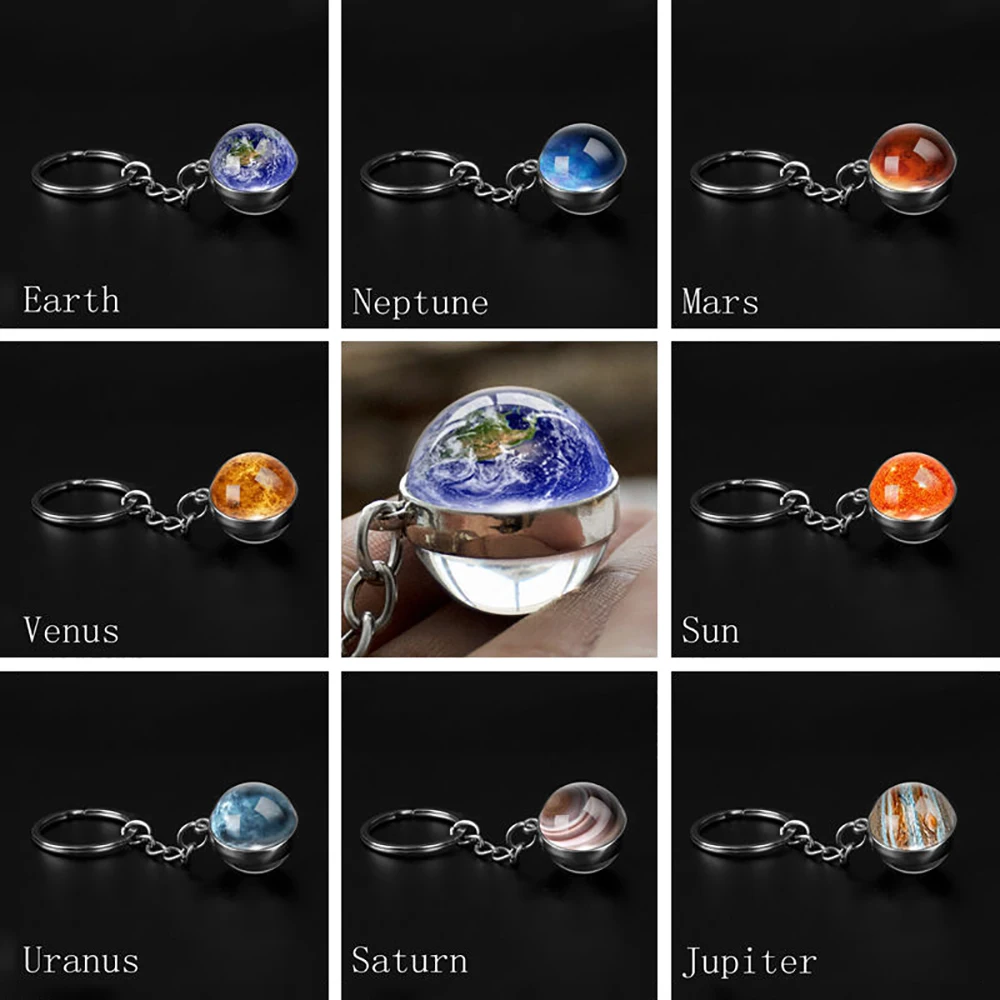 Брелок для ключей модный дизайн с солнечной системой планетами Галактикой