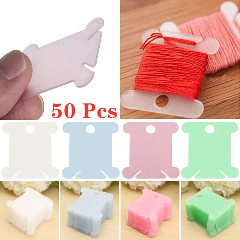 

50Pcs Embroidery Floss Craft Thread Bobbin Cross Stitch Storage Holder Plastic Thread Organizer Sewing accessories