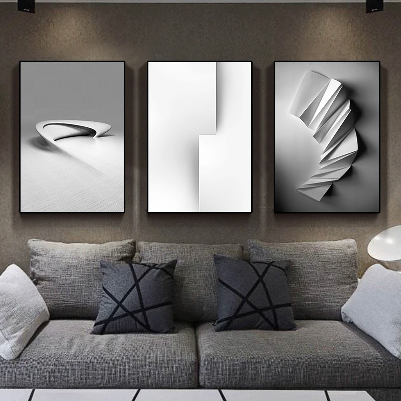 

Black White Geometric Space Wall Art Canvas Painting Nordic Abstract Line Pictures Poster Prints Living Room Modern Home Decor