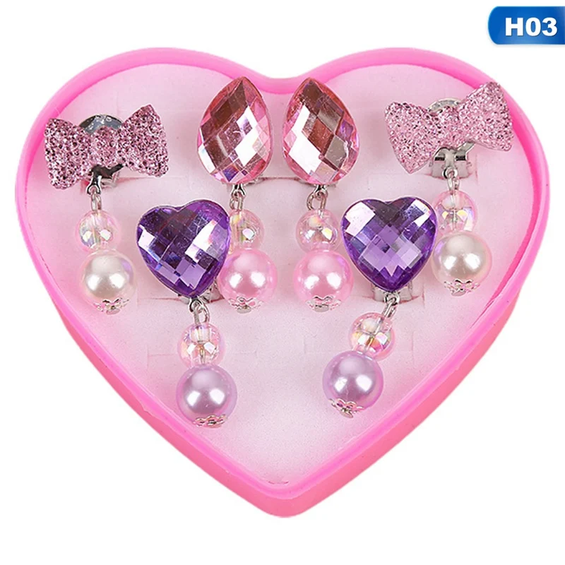 3/7Pairs Children Rings Korean Style Kids Ear Clip Lovely Cartoon Animal Baby No Piercing Earring Ring for Girls | Украшения и