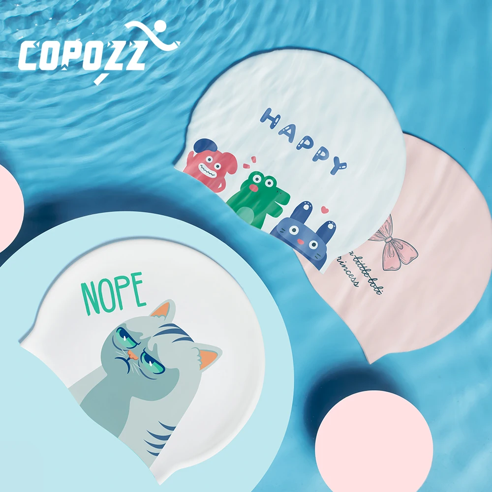 Шапочка для плавания COPOZZ женщин и мужчин водных видов спорта защита ушей длинные