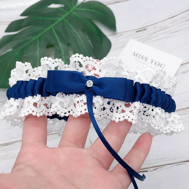 Свадебные подвязки 4 цветов Подвязки для невесты кружевные цветочные с бантом