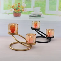 irregular black glass candle holder metal modern geometric candlestick pillar coffee table candelabros tealight holder zz50zt