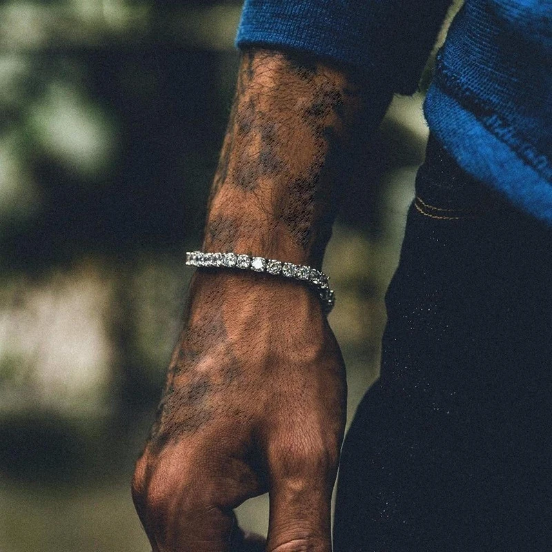 Luxury AAA Cubic Zirconia Tennis Bracelet Fashion Gold Silver Color Irced Out Chain Hip Hop Braclet For Men Wristband Jewelry