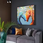 Современная Абстрактная квадратная животная цветная лошадь искусственная живопись на холсте настенное Искусство украшение для Гостиной картины