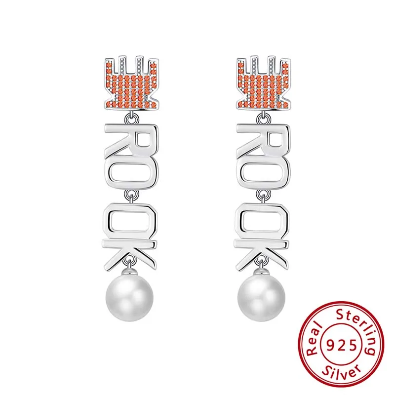 SE137 ORSA JEWELS Подлинная женская шахматы висячие серьги буква стерлингового серебра стиль женщин имитация жемчуга серьги Элегантные ювелирные изделия SE139 - Цвет камня: SE137