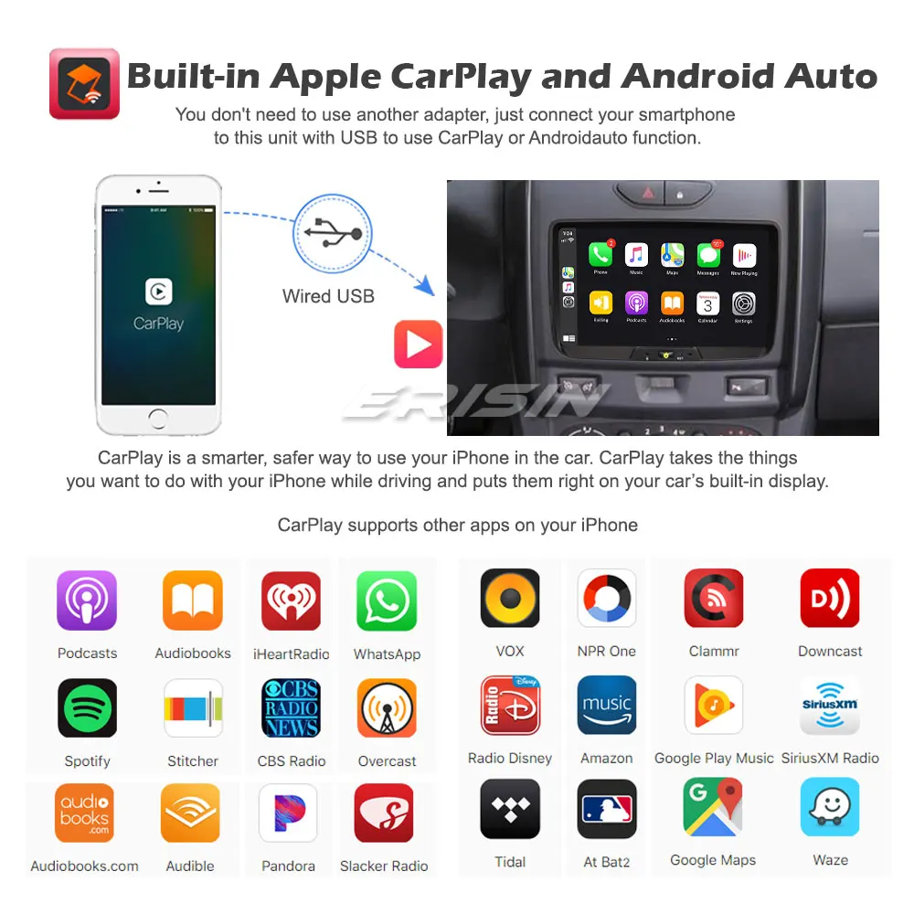 Erisin EU Stock 8129 8 &quotAndroid 10 0 CarPlay &amp Auto 4G DAB DSP автомобильное радио для Renault Dacia Duster Logan Sandero
