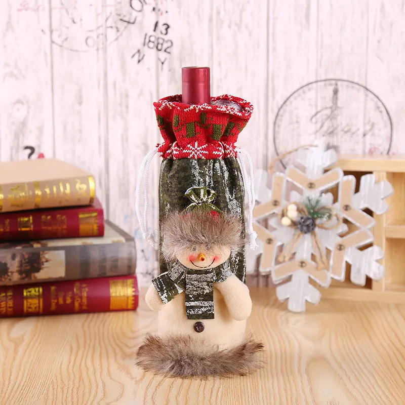 K2- Snowman Год подарок Санта Клаус винная бутылка пылезащитный чехол Xmas Noel рождественские украшения для дома Navidad декор для обеденного стола - Цвет: K2- Snowman