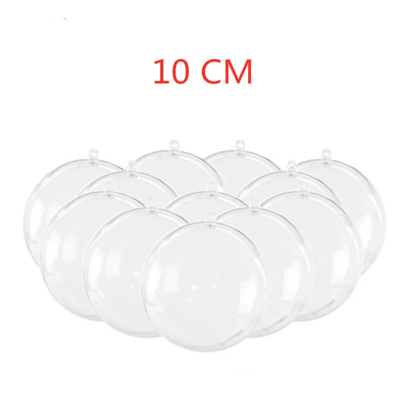 1 PC 10CM Round 1 шт 6/8/10 см прозрачная открывающаяся задняя крышка для Пластик сердце на Рождество для девочек, купальная одежда украшения шар ясный орнамент из бамбука подарок коробка подарка украшения - Цвет: 1 PC 10CM Round