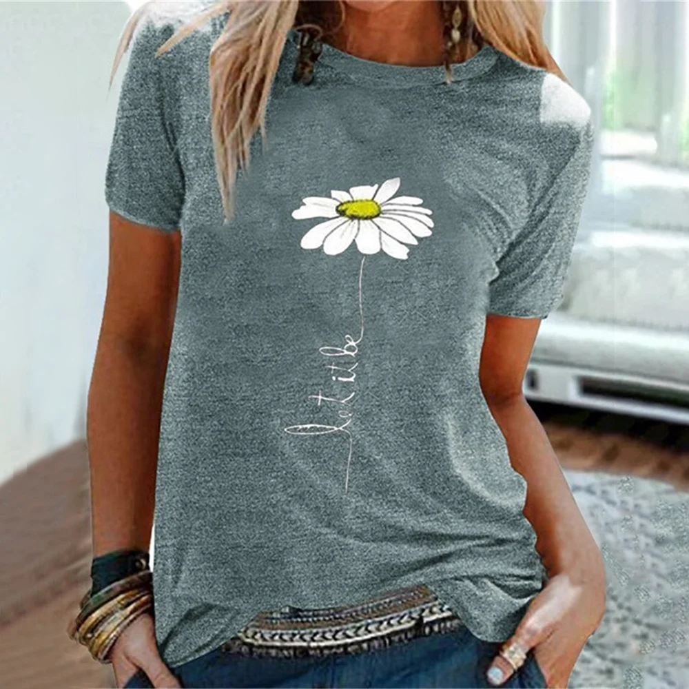 

Women Flower T-shirts Lady 2020 Fashion Short Sleeve Clothes Summer Shirt Top Tee O Neck Female Ladies Womens Tee T-Shirt