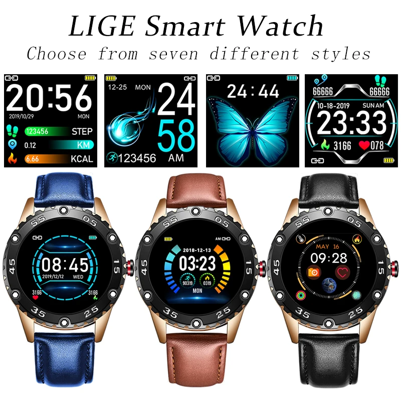Новый кожаный Смарт часы IGE 2020 мужские кожаные спортивные для iPhone пульсометр