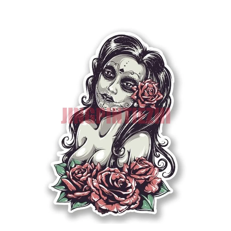 S Vinyl Motorcycle Decal Decoration Laptop Sugar Skull Woman