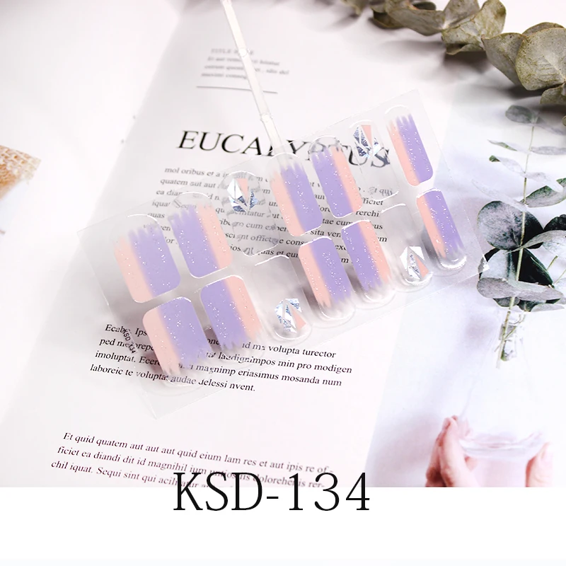 KSD134 14 насадок/листов для дизайна ногтей, полное покрытие, самоклеющиеся наклейки, Переводные накладки для лака, водонепроницаемые наклейки для ногтей, наклейки для маникюра - Цвет: KSD134