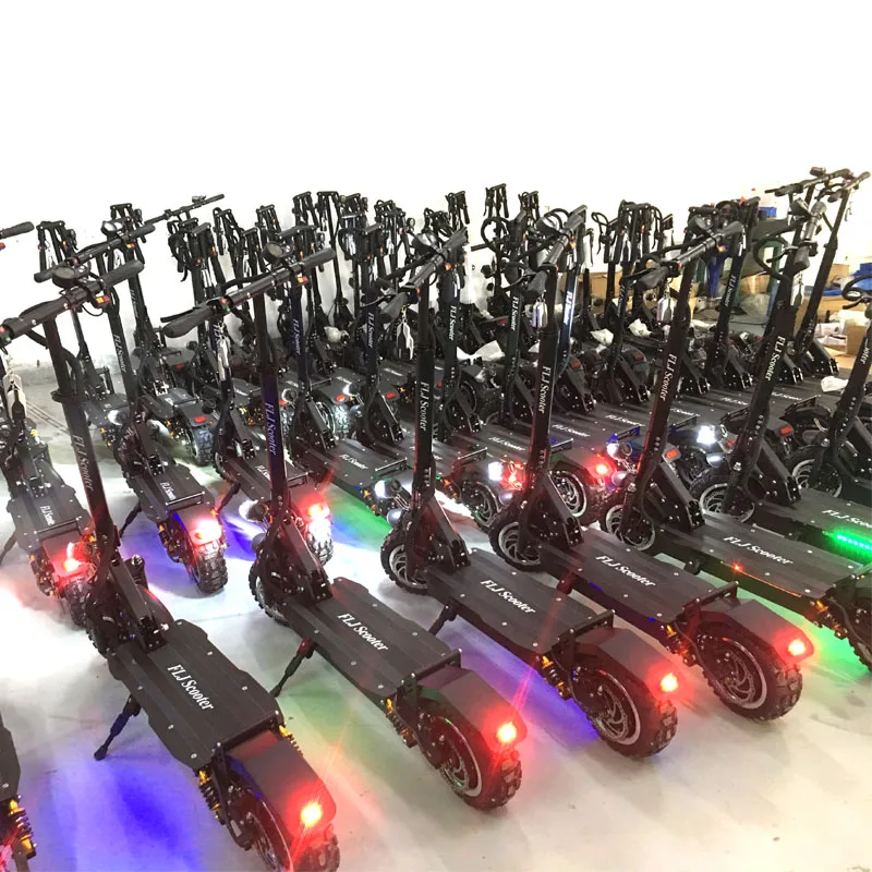 Электрический самокат FLJ с мощным двигателем 60V/3200W на 11-дюймовых колесах для взрослых, предназначенный для бездорожья.