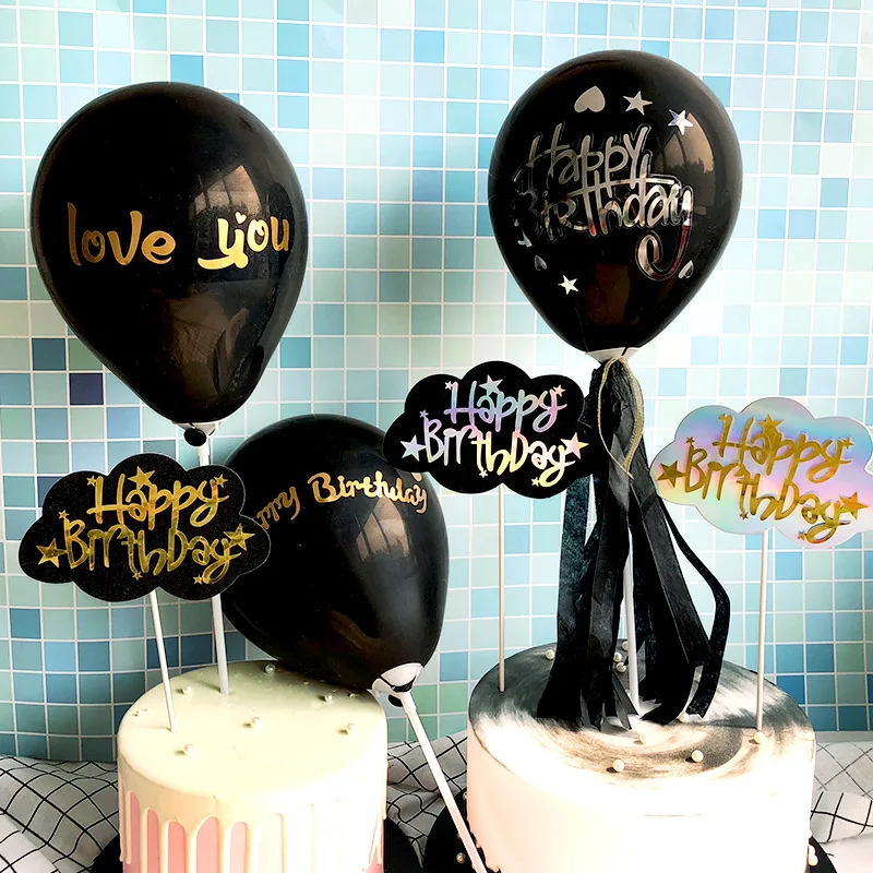 

Happy Birthday Gold Cake Topper Black Cloud Balloon Cake Topper Adult Birthday Party Decor The Young Favor Decor 30th 40th Birth