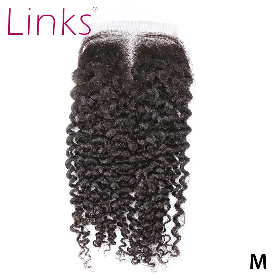Links бразильские кудрявые вьющиеся волосы remy натуральный цвет 4 х4 средняя