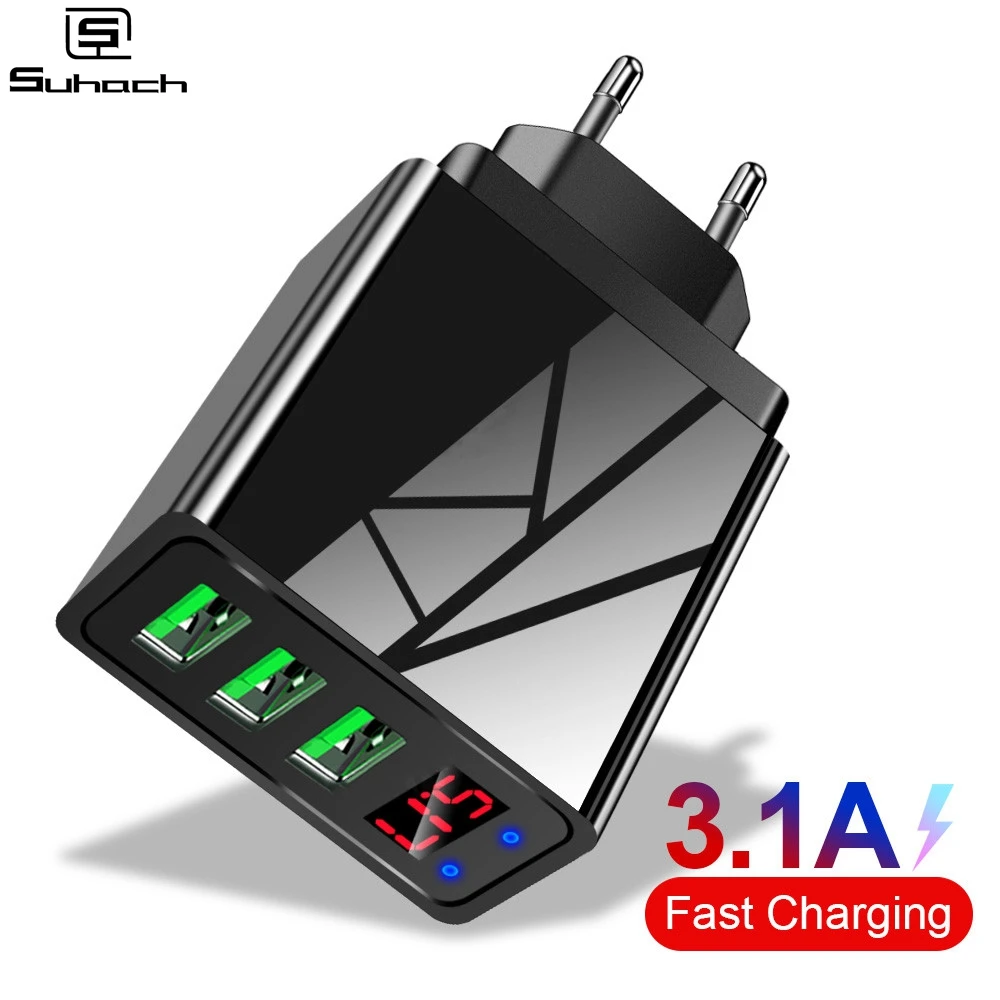 3 USB зарядное устройство для iPhone huawei Xiaomi samsung Быстрая зарядка 3A ЕС Великобритания